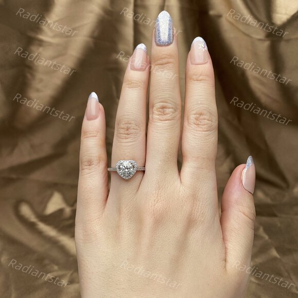 NEW Certified 1ct. t.w. Moissanite Halo Heart Ring - Picture 4 of 8